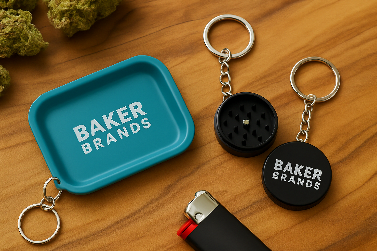 Baker Key Chain Pocket-Sized Branding: Rolling Tray Keychains & Mini Grinder Keychains ...