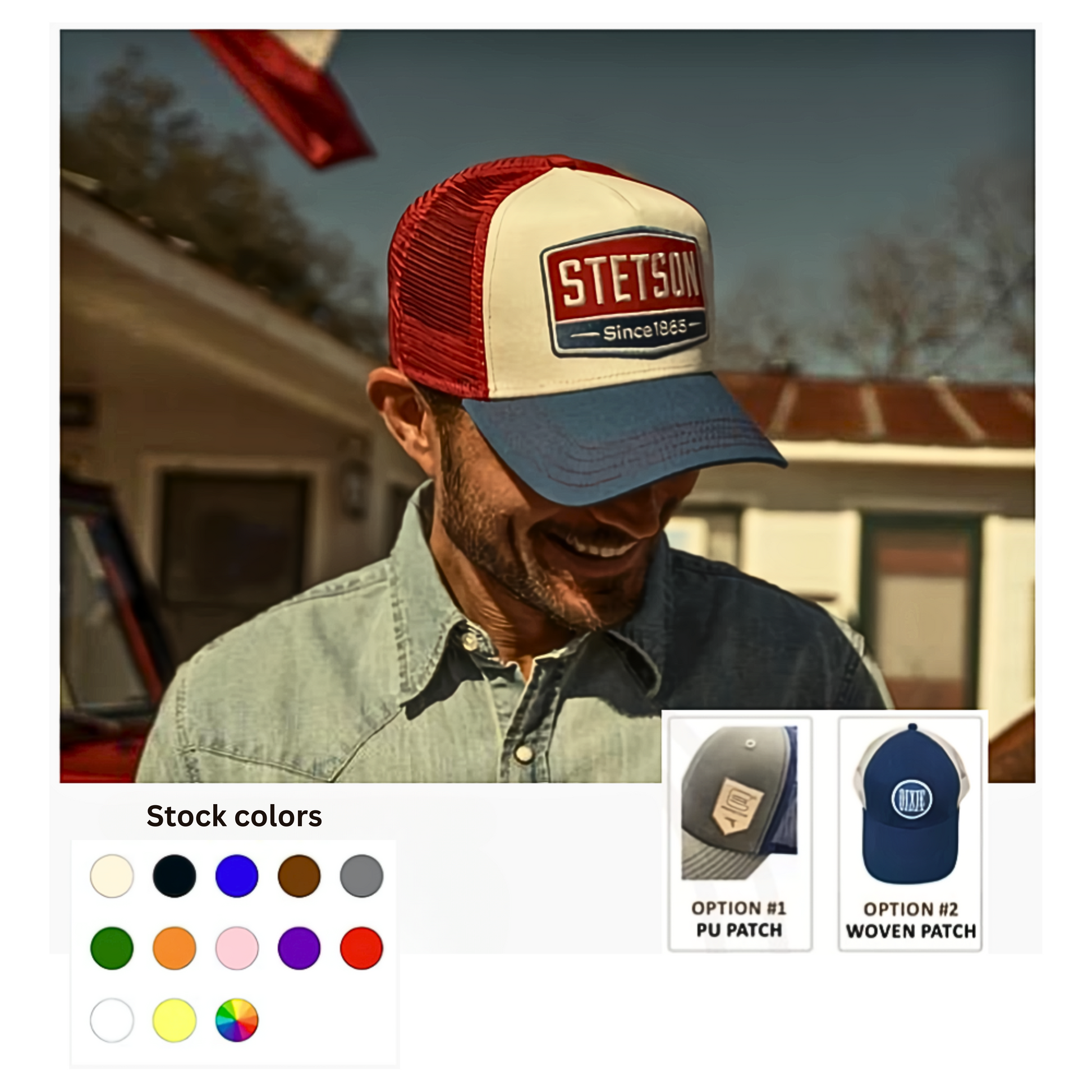 Custom Embroidered Trucker Hat - Snapback, Mesh Back, Adjustable, Large-X-Large, Choose Your Text/Logo