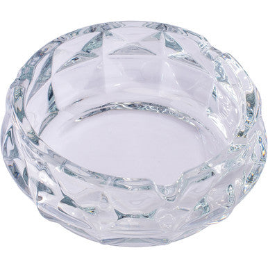 Clear Diamond Cut Crystal Glass Ashtray - 5in