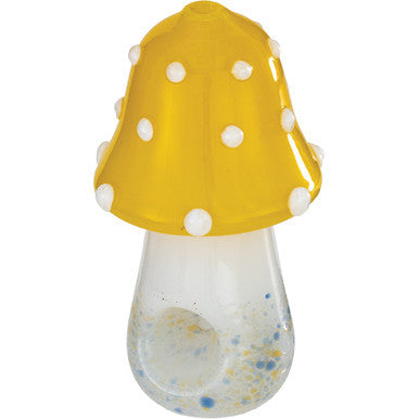 4" Polka Dot Mushroom Hand Pipe - Yellow
